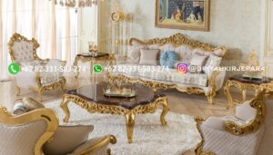 Sofa Ruang Tamu Jati Mewah Rococo Special Gold